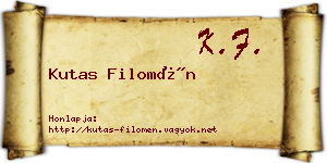 Kutas Filomén névjegykártya